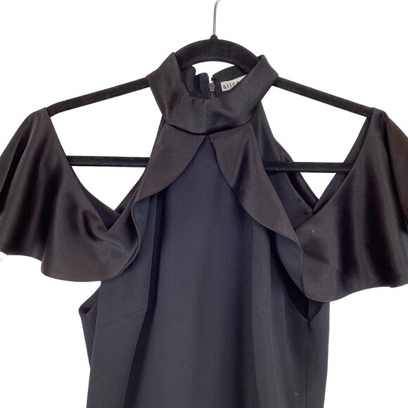 Alice + Olivia Black Cold Shoulder Ruffle Romper Size Small Luxurious‎ - Picture 4 of 7